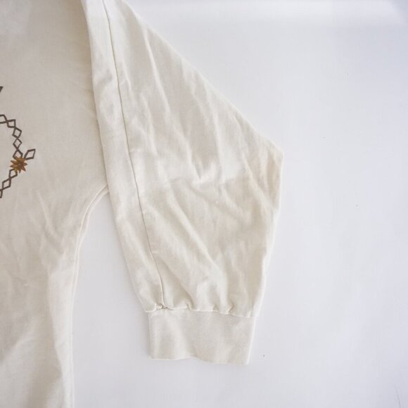 Adrian Delafield Cream Floral Leaf Print Pullover Polo Collar Sweatshirt L - Picture 4 of 10